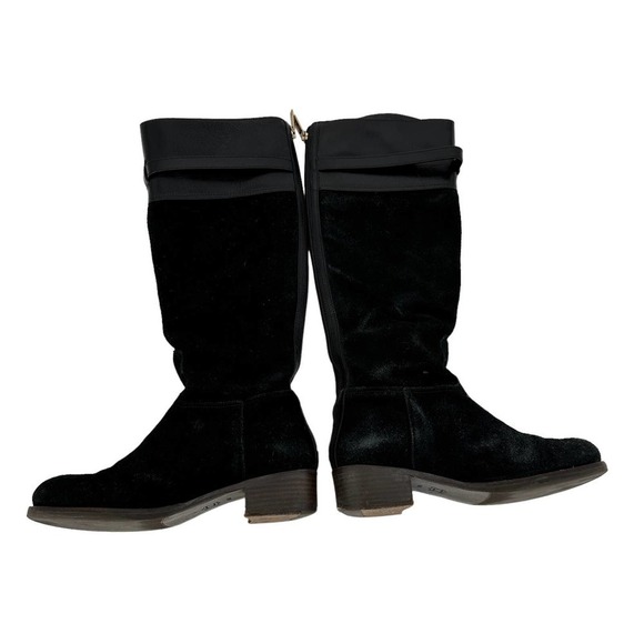 Tory Burch Womens Suede Leather Tall Riding Boot Round Toe Zipper Black Size 6 - Picture 4 of 16